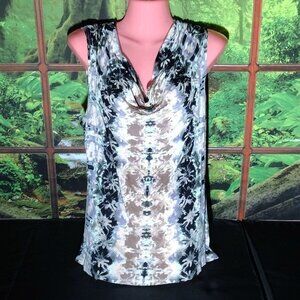 Size L Cowl Neck Tie Dye Print Sleeveless Top